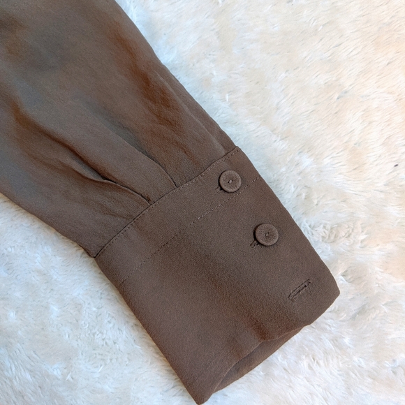 BCBGMAXAZRIA Brown Silk Sheer Chiffon Blouse - Picture 7 of 7